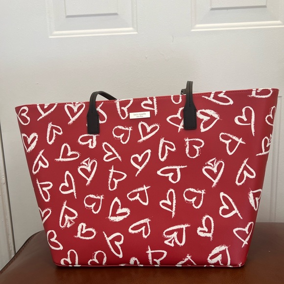 KATE SPADE NEW YORK MARGARETA LIPSTICK HEARTS TOTE HANDBAG LARGE - Picture 3 of 11
